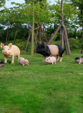 大号彷真小猪摆件庭院树脂动物玻璃纤维假猪雕塑模型超市商农场美
