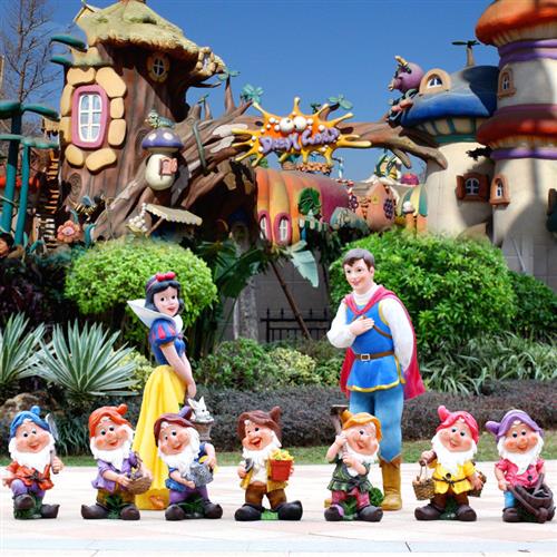 玻璃钢卡通人物雕塑白雪公主七个小矮人摆件户外花园林小品幼儿园