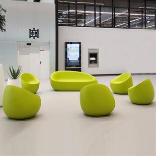 玻璃钢休闲椅商场创意沙发会客厅坐凳户外休息区椭圆座椅茶几组合