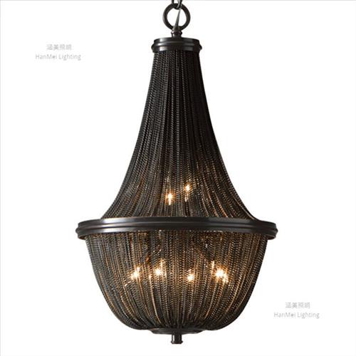 后现代黑色铝链条吊灯个性商铺吊灯创意艺术客厅餐厅展厅流苏吊灯