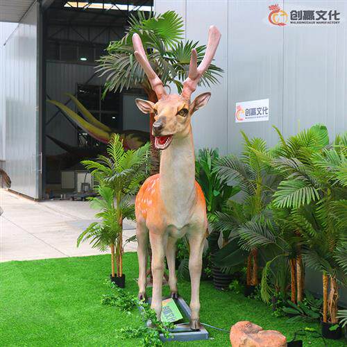 会动会叫仿真模拟梅花鹿机械仿真动物装置户外展览博物馆科普