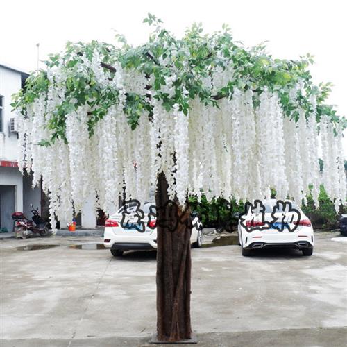 仿真白色豆花树园林设计玻璃钢景观婚庆影视假豆花树造景