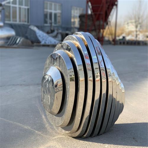 不锈钢水滴雕塑几何块面石头白钢鹅卵石景观造型户外草坪金属摆件