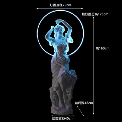 酒吧发光四季天使装饰摆件大型玻璃钢雕塑招财网红打卡景观石膏像