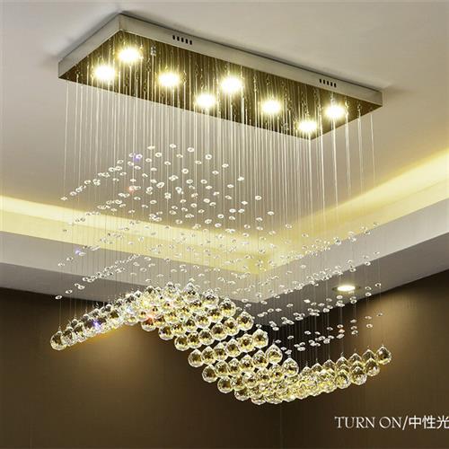 现代吧台隔断水晶灯LED吊线灯现代轻奢艺术蜡烛餐厅吊灯家居