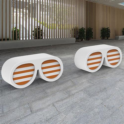 玻璃钢眼镜造型座椅商场简约创意美陈坐凳户外园林景观广场等候椅