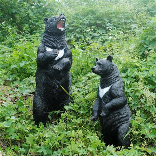 户外大型仿真黑熊雕塑玻璃钢动物园公园小区草坪园林景观装饰摆件