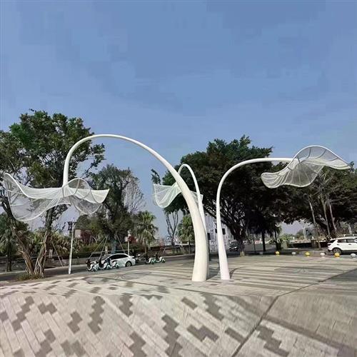 大型不锈钢雕塑花朵户外广场商业街景观灯镜面led发光景观雕塑