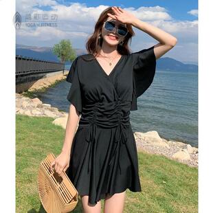 保守大胸胖妹妹装 连体泳衣胖mm女180斤大码 遮肚显瘦温泉聚拢裙式