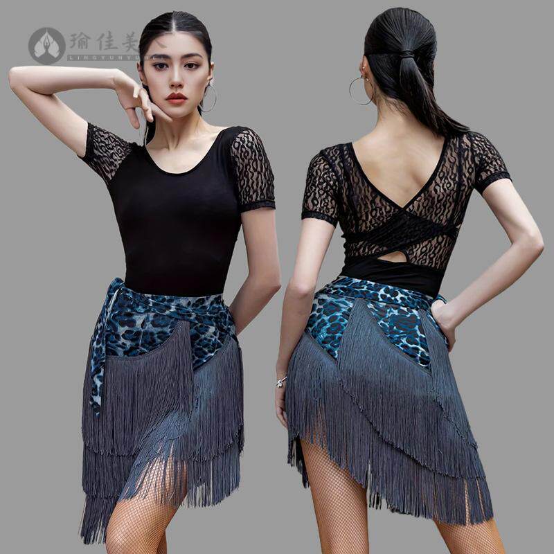 拉丁舞练功服女短袖春夏小衫