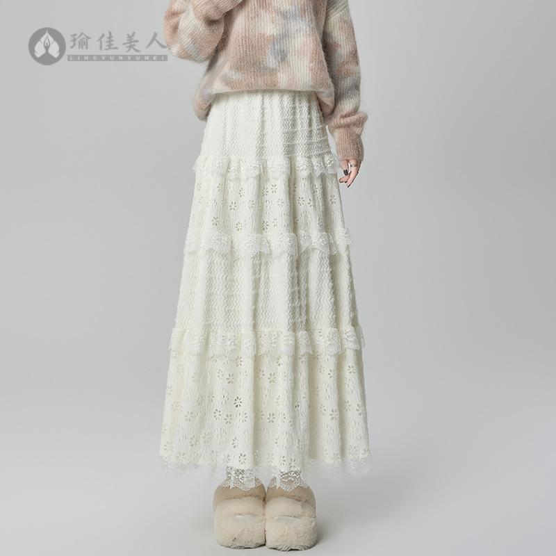 甜美芭蕾风秋冬蛋糕裙女仙女蕾丝