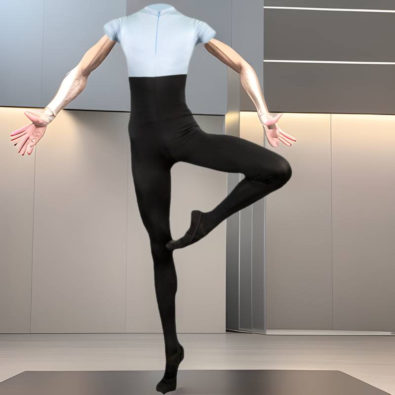 芭蕾舞蹈服男士紧身连体踩脚袜