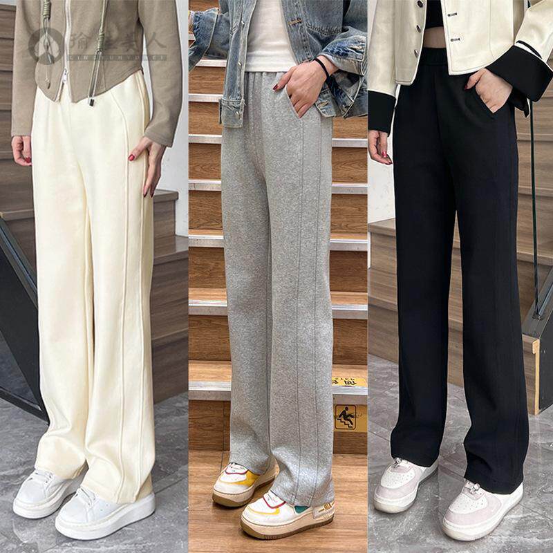窄版直筒裤女春秋新款高腰显瘦百搭宽松垂感时尚简约运动休闲长裤