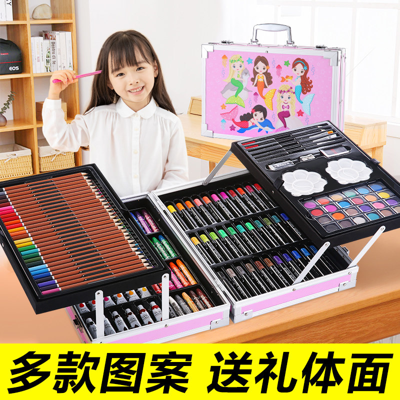 画画工具套装儿童绘画水彩笔画笔礼盒小学生美术学习用品女孩礼物
