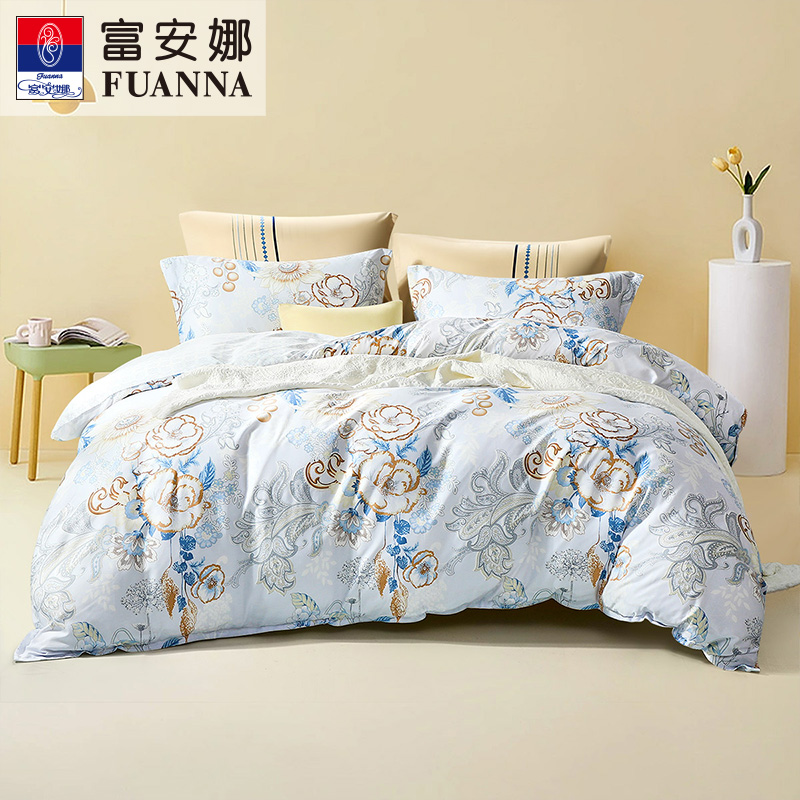 富安娜床笠款四件套纯棉田园风