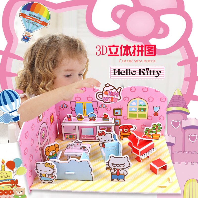 KT猫3d立体拼图儿童益智玩具3-6岁男女孩diy手工拼插儿童节礼物|msdalam kategori Toy/bayi/teka-teki/blok bangunan/model, manik/teka-teki/Pasangan/pemasangan/Pukul mainan, teka-teki/teka-teki - dari Buy2taobao.com untuk memberikan perkhidmatan ejen Taobao profesional membeli