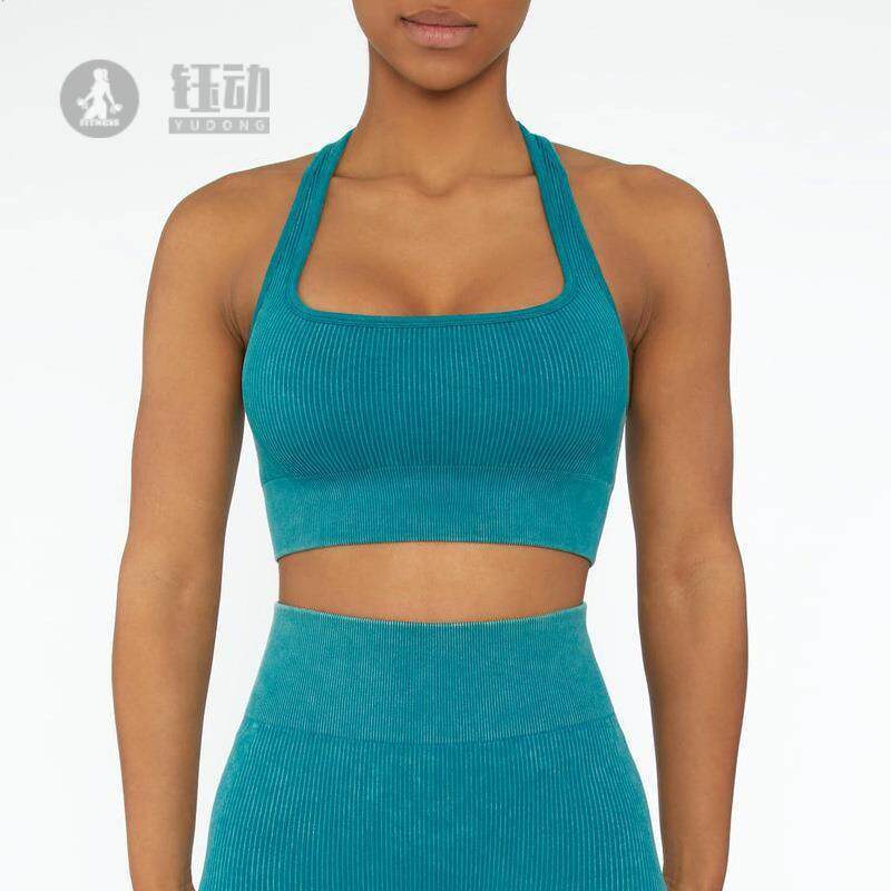 磨砂运动内衣女外穿一体式美背跑步速干运动背心防震女健身瑜伽服