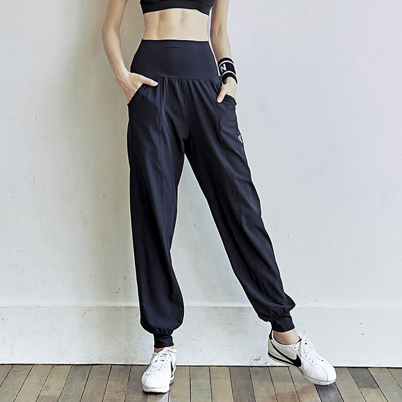 运动长裤秋冬季户外晨跑宽松高腰显瘦束脚速干裤健身房跑步瑜伽裤