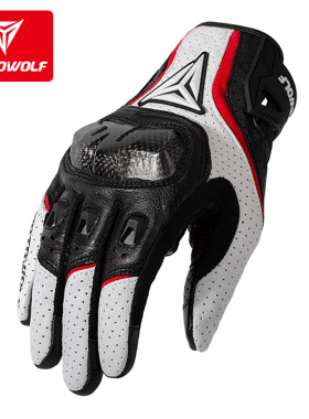 摩托车手套真皮碳纤维全指冬季摩旅骑行防摔保暖男女四季骑士装备