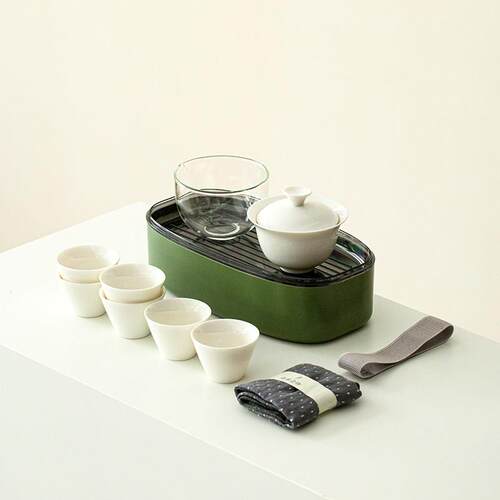 便携式户外旅行茶具露营车载功夫茶具羊脂玉瓷泡茶套装收纳盒高档