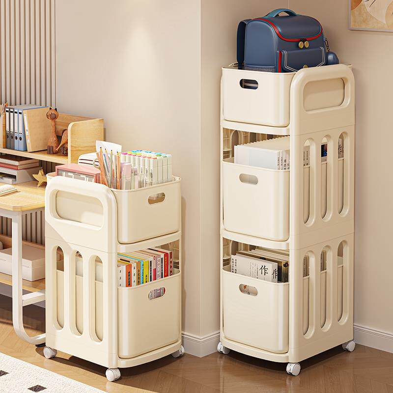 书包置物架可移动小推车书本收纳架办公室书桌下学生滑轮柜储物筐