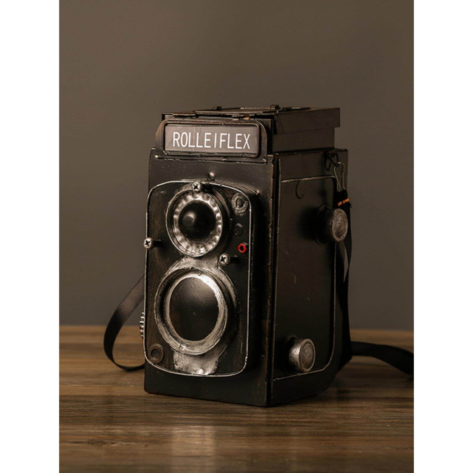 覆古老式照相机模型拍照摄影道具怀旧工艺品橱窗陈列装饰品摆件