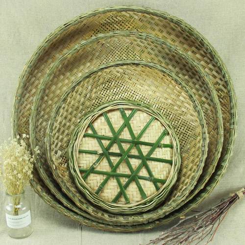 竹编织品竹簸箕筲箕无孔有孔竹筛子米筛家用农家干 干货晾晒竹篮