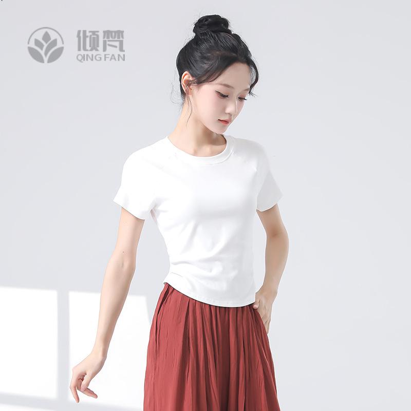 舞练功服女夏季短袖拼接修身成人