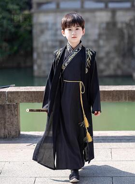 男童汉服2026新款中古装公子国学侠客超帅表演武侠风黑色走秀