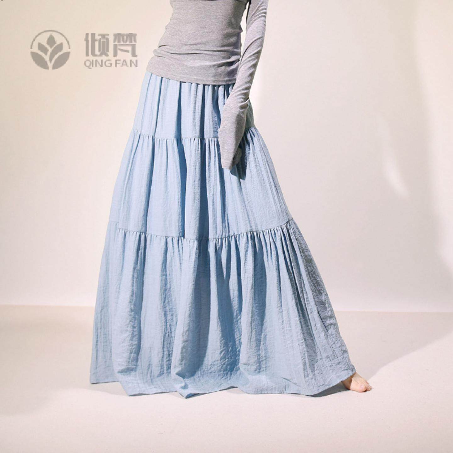 白色蛋糕裙女春夏季2025新款高腰垂感a字荷叶边中长款显瘦半身裙