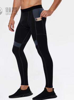 PRO男士健身长裤紧身高弹运动训练裤速干排汗长裤带口袋01319