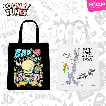 Soap Studio乐一通崔弟兔八哥帆布袋双面潮玩周边环保袋通勤手提