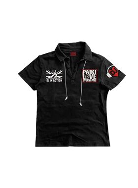 爱旗帜国旗刺绣珠地布耳机正肩亚文化短袖polo衫男女y2k小众穿搭
