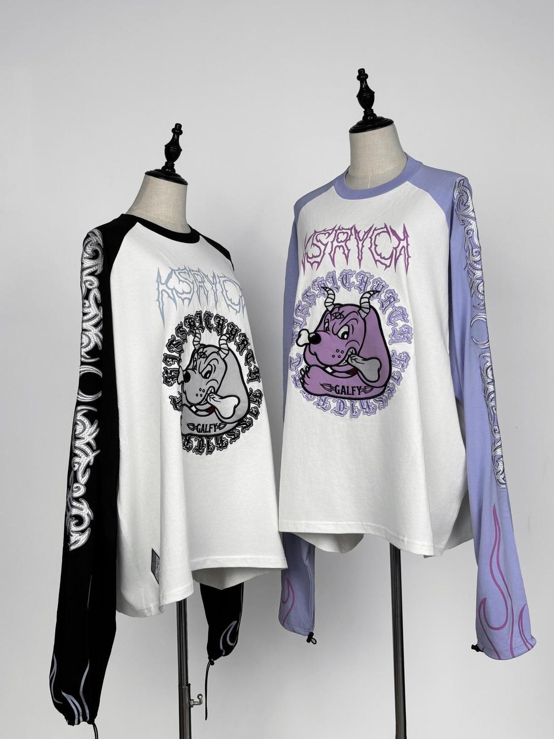 thumbnail for Spot Japanese Harajuku subculture tattoo flame print extra long sleeve cute sleeve T-shirt niche loose long sleeve T-shirt