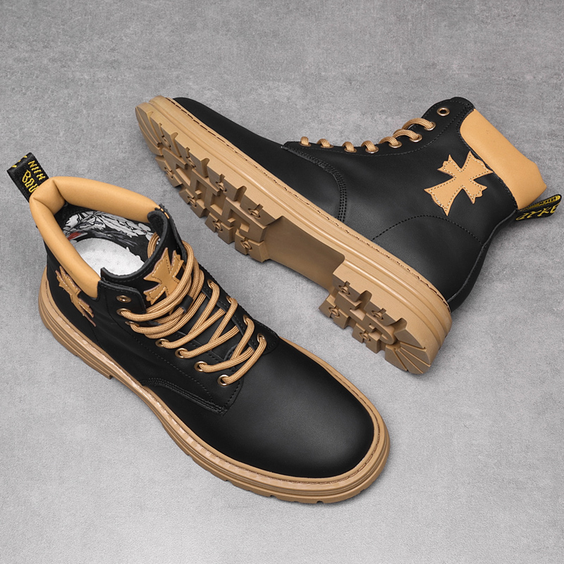 韩版潮流马丁靴秋冬撞色拼接潮靴