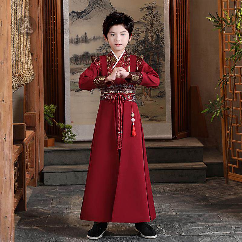 男童唐装汉服夏季中童装宝宝中式表演服儿童古装国学服演出服