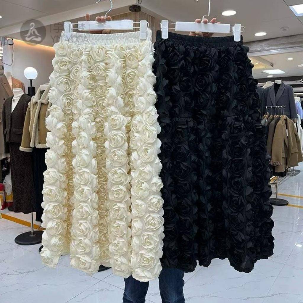 立体玫瑰花朵设计感高腰显瘦冬季