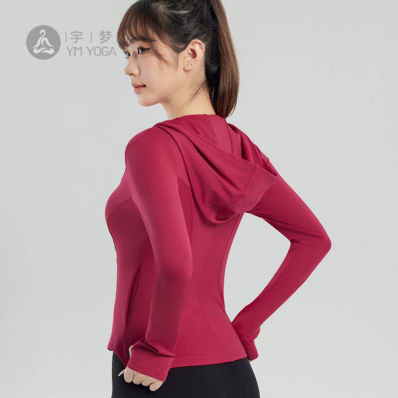 秋冬季瑜伽帽衫女厚款长袖修身
