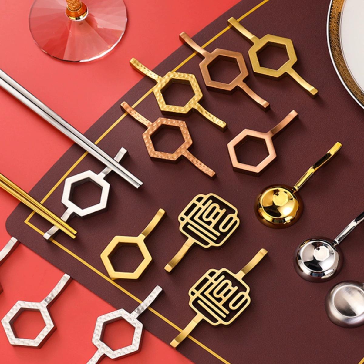 金色304不锈钢筷子架酒店摆台餐具商用筷架筷枕筷托汤匙托勺子托