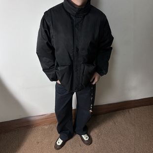 SAMS【可脱卸袖子设计】黑色立领羽绒服男外套短款宽松保暖马甲潮