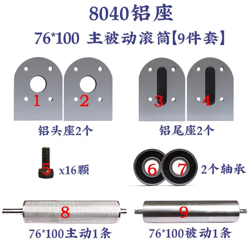 传动输送机滚筒座配件流水线4080皮带动力头尾传送带线全套滚轮#