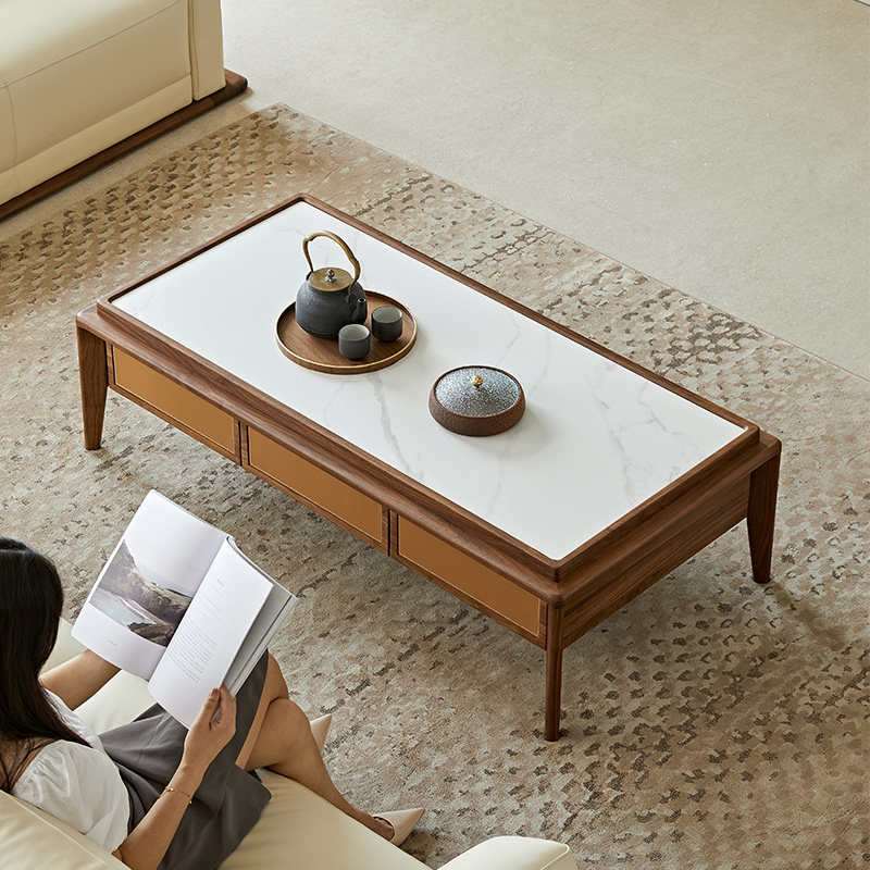 北美黑胡桃木茶几岩板