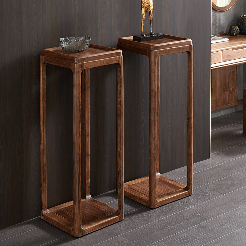 北美黑胡桃木实木花架现代简约精品花几家用客厅阳台北欧风格家具