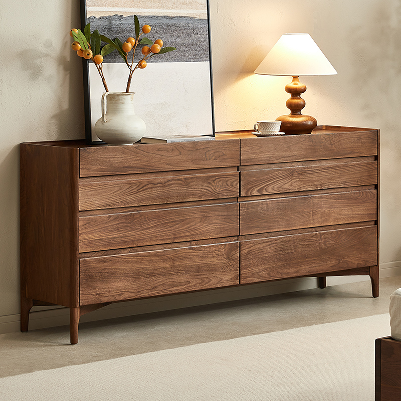 水墨兰亭黑胡桃木八斗柜