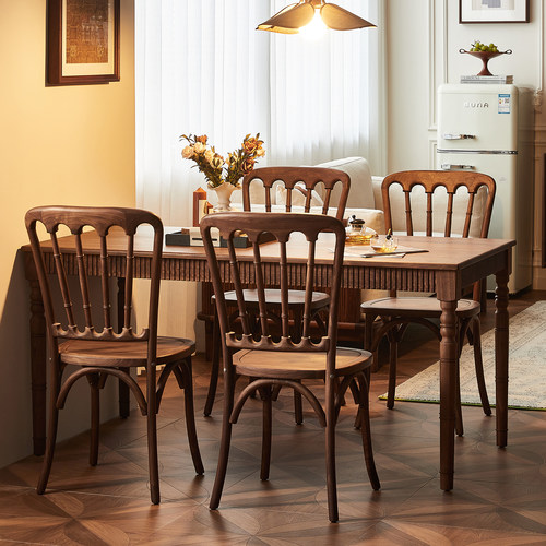 黑胡桃木餐桌法式中古风