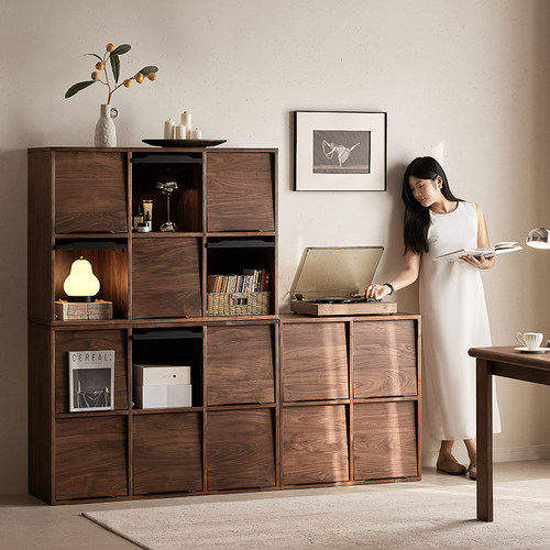 黑胡桃木自由组合柜落地