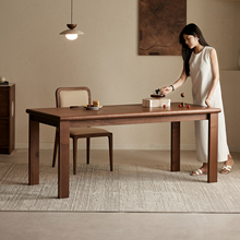 水墨兰亭黑胡桃木餐桌复古风客厅家用实木长方形吃饭桌子2025新款