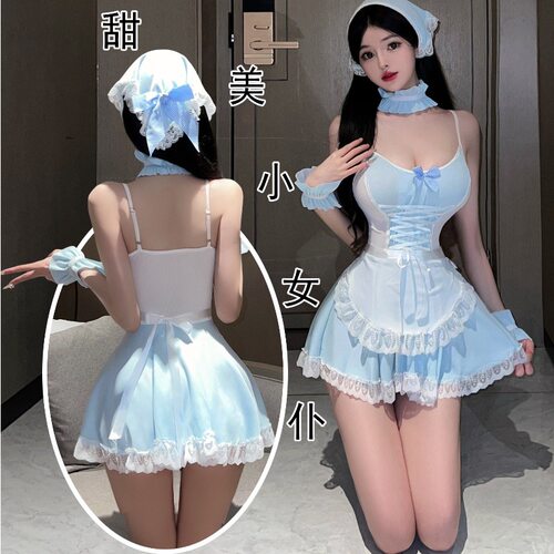 可爱清纯邻家少女蕾丝花边吊裙女