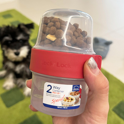 狗狗外出水杯喝水碗便携双层多用狗粮密封盒零食密封罐辅食保鲜盒