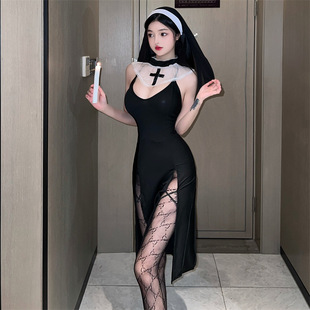 修女cos服修女旗袍连衣裙女cosplay变装 制服qqny性感睡衣睡裙